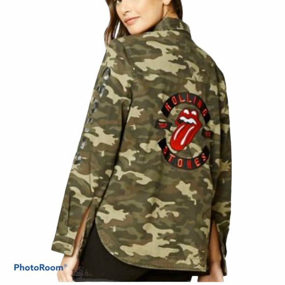 Forever 21 Jackets & Blazers - THE ROLLING STONES x FOREVER 21 Camo Jacket Graphic Patch Medium